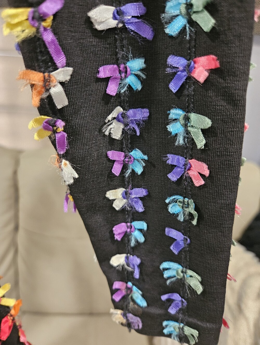 VTG Betsey Johnson Punk Label Rainbow Ribbon Bow Bodycon Mini Dress Cotton Lycra - Picture 8 of 12